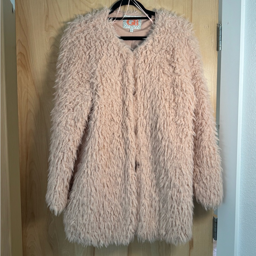 Gianni Bini | Shaggy Faux Fur Coat in Pink | Size XL (fits like M/L)